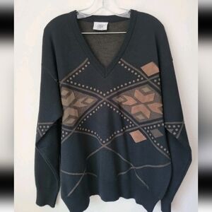 Vintage Mens Sweater Black Aztec Grampa Indie